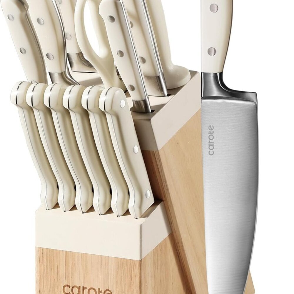14 Pieces Knife Set with Block, Forged, High Carbon Stainless Steel Sharp Blade